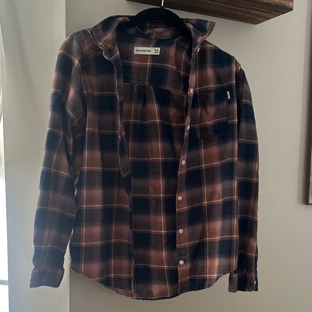 Abercrombie & Fitch Black and Brown Plaid Shirt